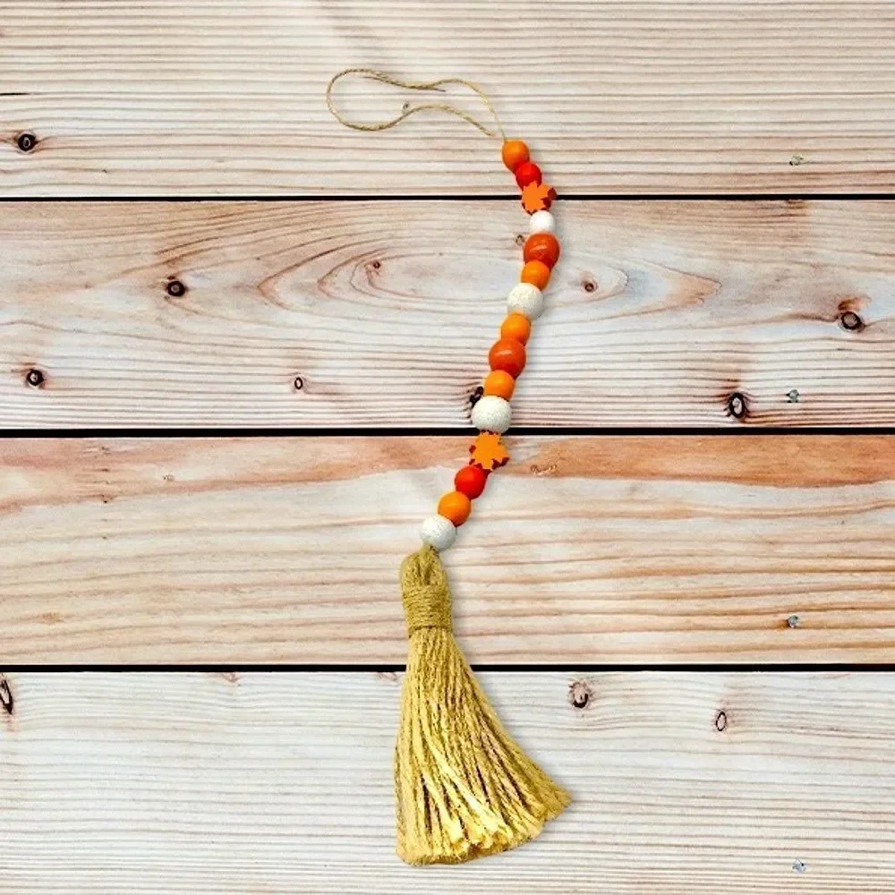NEW Wood Bead Garland with Tassels